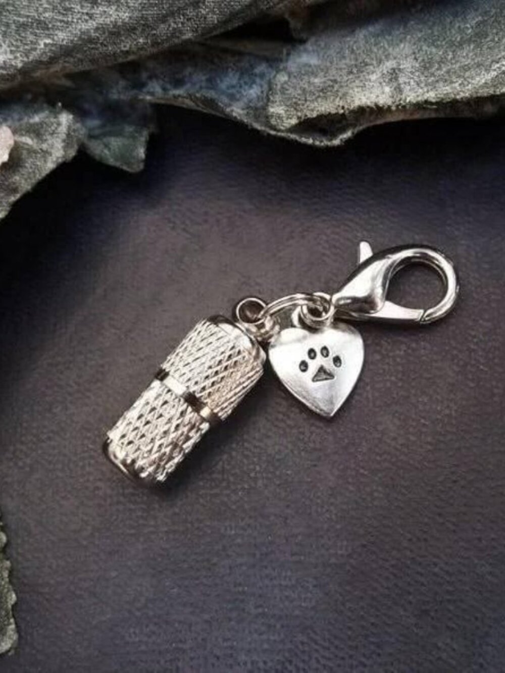 Pet Keepsake Memorial Keychain Paw Charm Silver Stainless Steel Bag Charm